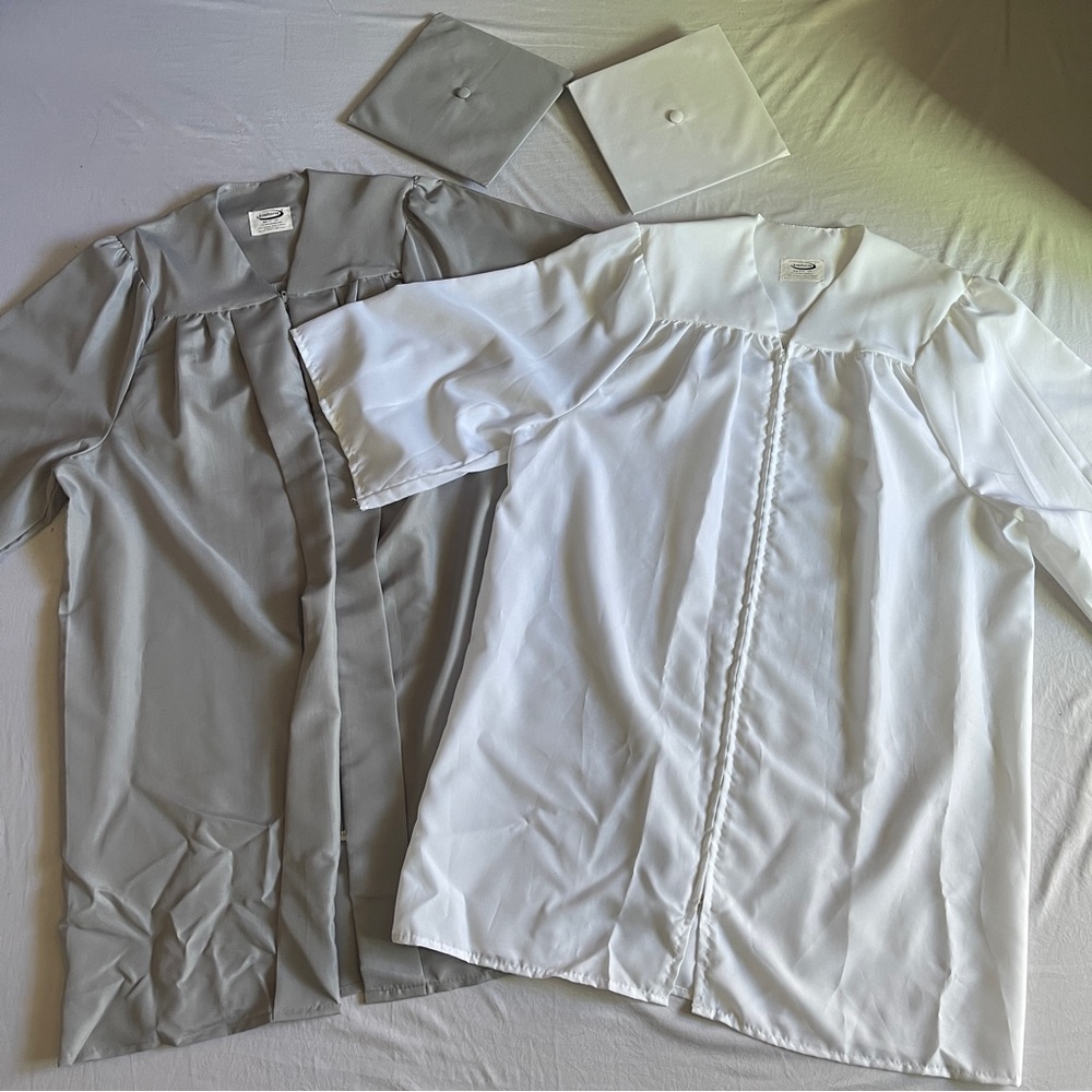 2 Cap and Gown Set Bundle | White & Gray | Jostens